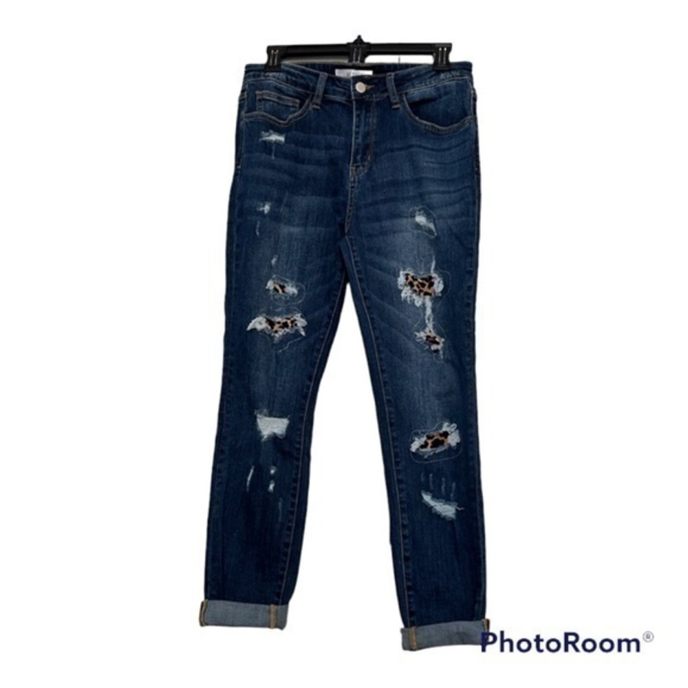 Limelush women’s Leopard Patch Skinny Jeans Size 9 Juniors